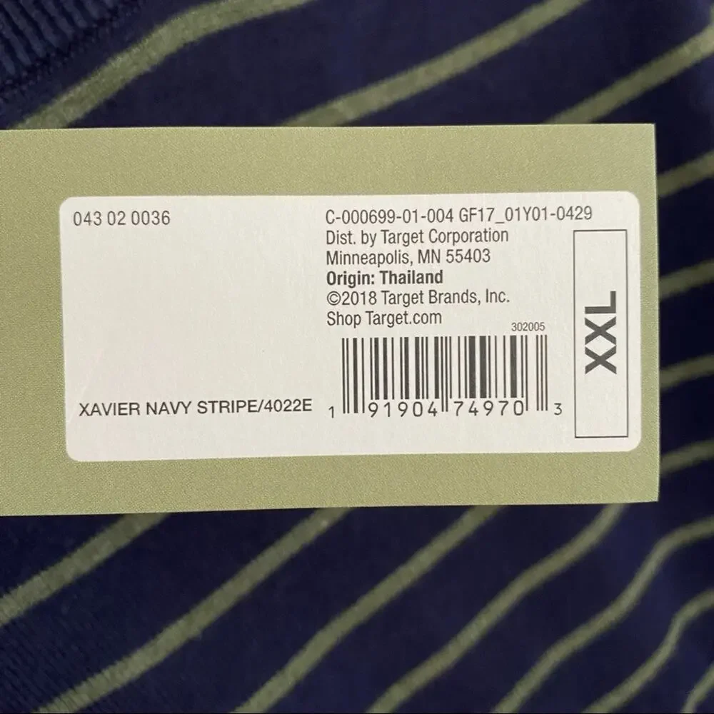 Goodfellow 100% Cotton Navy Sweater green stripe XXL NWT
